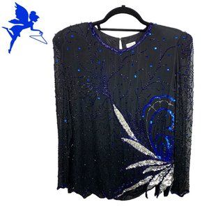 VINTAGE Silk Evening Sequin Blouse
